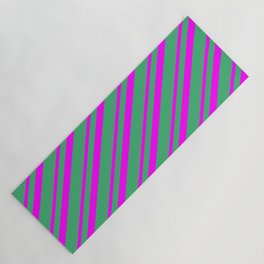 [ Thumbnail: Fuchsia and Sea Green Colored Stripes/Lines Pattern Yoga Mat ]