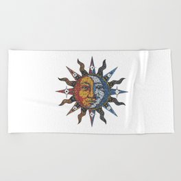 Celestial Mosaic Sun/Moon Beach Towel