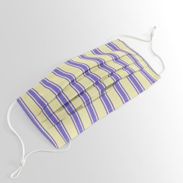 [ Thumbnail: Pale Goldenrod and Slate Blue Colored Striped/Lined Pattern Face Mask ]
