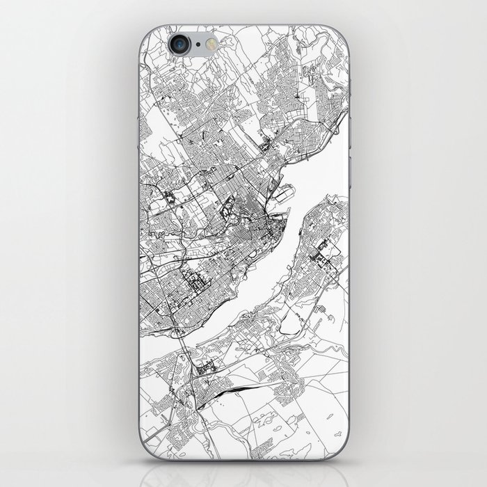 Quebec City White Map iPhone Skin