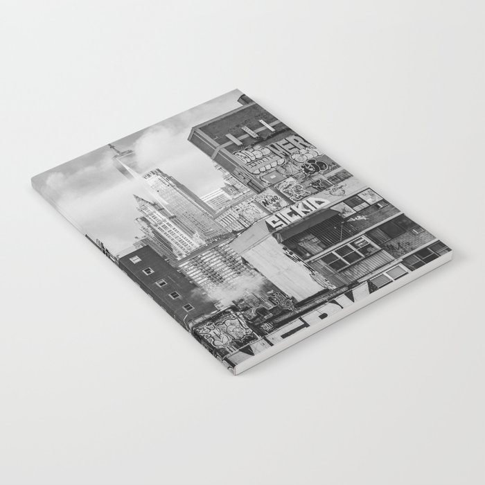New York City Skyline Black and White Lower Manhattan Notebook