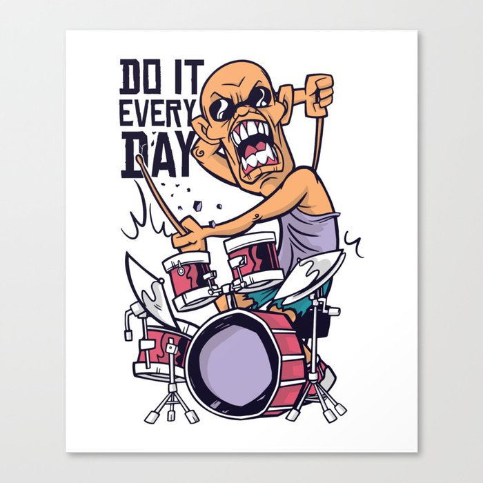 Drummer Cartoon Quote Canvas Print