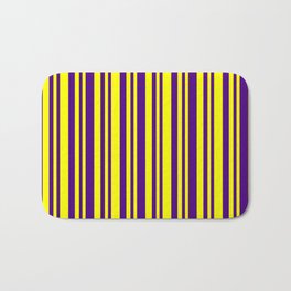[ Thumbnail: Indigo and Yellow Colored Lines/Stripes Pattern Bath Mat ]