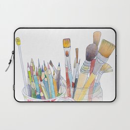 Art Tools: pencils and brushes (ink & watercolour) Laptop Sleeve