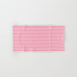 [ Thumbnail: Hot Pink & Light Yellow Colored Striped Pattern Hand & Bath Towel ]
