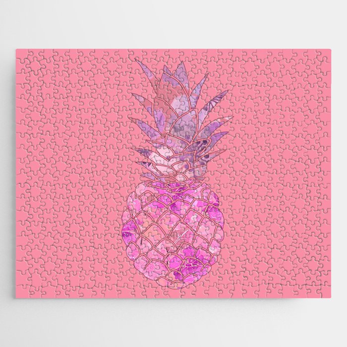 Pink Floral  Pineapple Art Jigsaw Puzzle