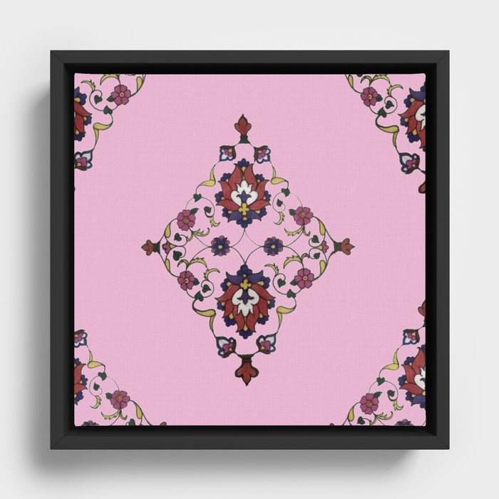 Persian Floral Design Framed Canvas