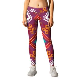 Red and Blue Pattern Design Leggings