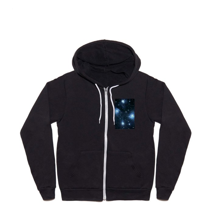 The Pleiades reflection nebula in the constellation of Taurus. Open star cluster. Full Zip Hoodie