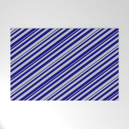 [ Thumbnail: Dark Blue and Grey Colored Lines Pattern Welcome Mat ]