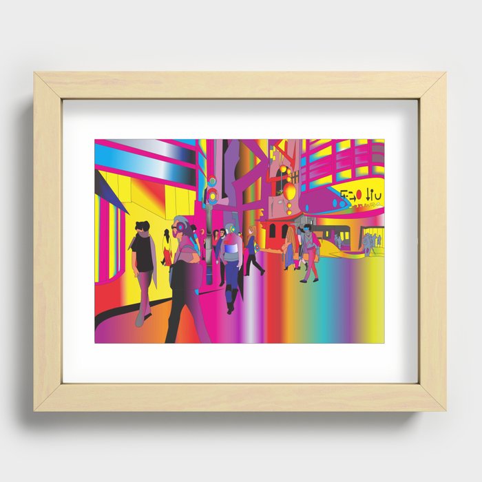 Abstract Colorfull City Recessed Framed Print