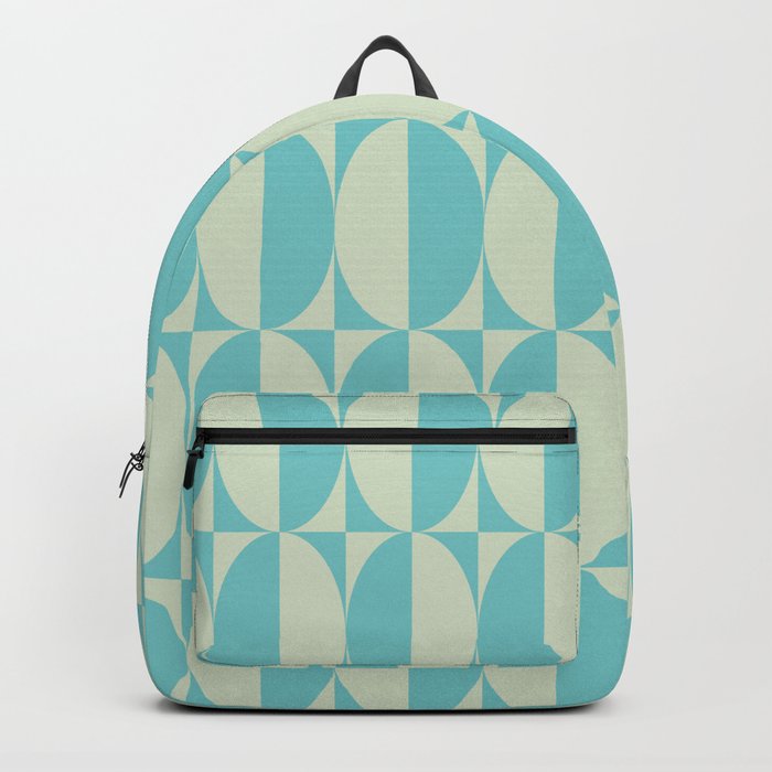 Mid Century Modern Geometric Half Oval Pattern 234 Aqua Backpack