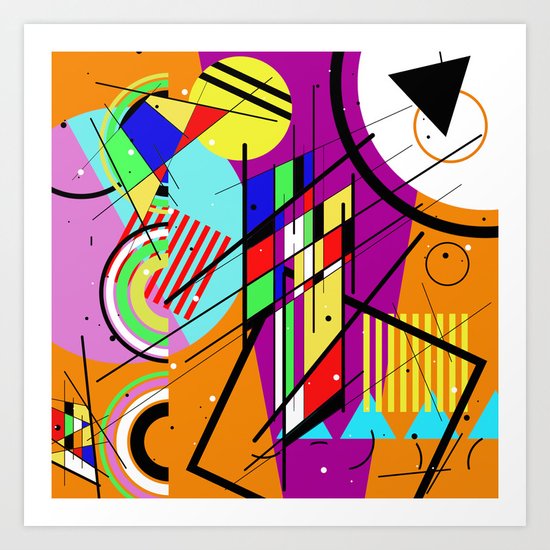 Crazy Retro 2 - Abstract, geometric, random collage Art Print