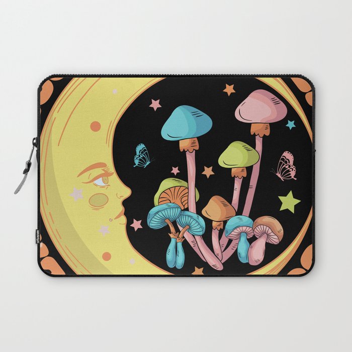 Trust the universe moon and mushrooms Laptop Sleeve
