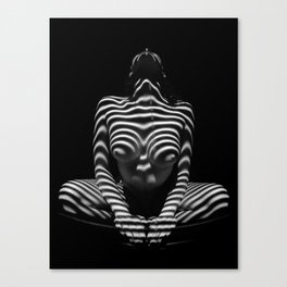 1152-MAK Abstract Nude Black & White Zebra Striped Woman Topographic Feminine Body Canvas Print