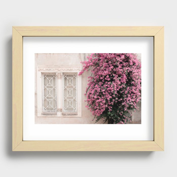 Pretty Window - Bougainvillea Flowers - Minimalist Portugal Travel Photography By Ingrid Beddoes Recessed Framed Print