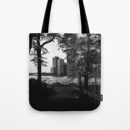 New York City Manhattan skyline black and white Tote Bag