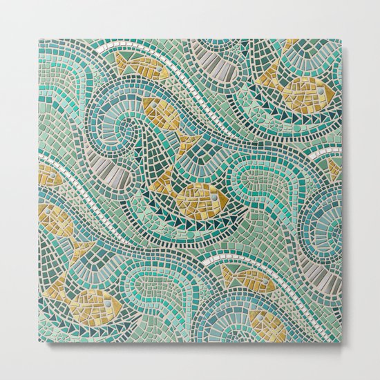 mosaic fish mint Metal Print