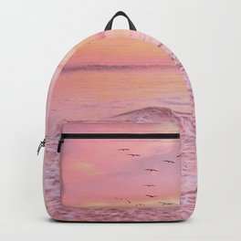 Pink sunset Backpack | Beach, Girl, Waves, Hawaii, Peaceful, Love, Colorful, Bird, Sunset, Color 