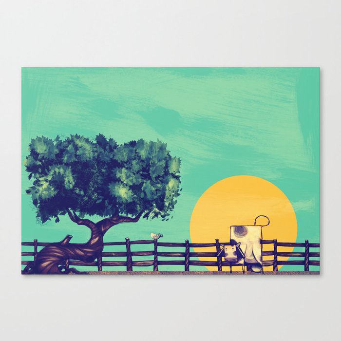 Cow Sunset Canvas Print