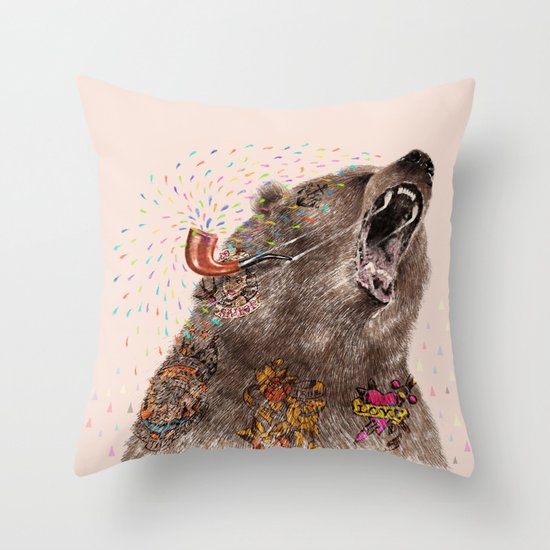 Angry Bear II Throw Pillow
