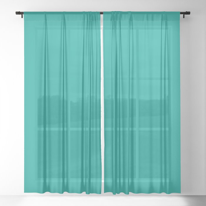Solid Teal Color Sheer Curtain