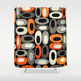 Seamless abstract orange black grey mid-century modern pattern Shower Curtain