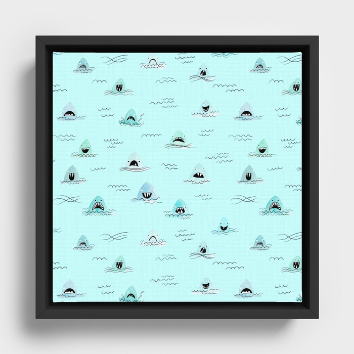 Sharkhead - Shark Pattern Framed Canvas