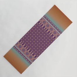 Purple Teal Orange Boho Mandala Tile Ombre Mixed Pattern Yoga Mat