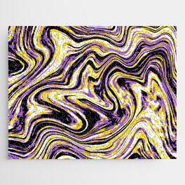 Subtle Nonbinary Pride Flag Liquify Marbled Abstract Jigsaw Puzzle
