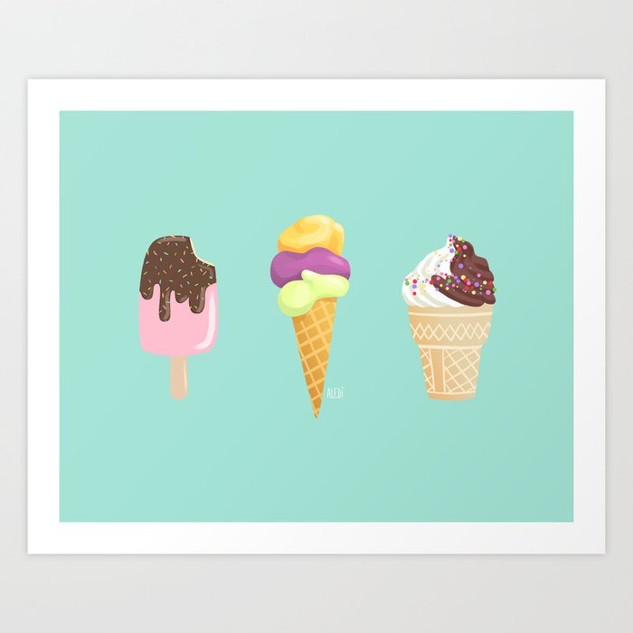 Ice cream for three Art Print