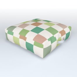 Green & Beige Neutral Checker Outdoor Floor Cushion