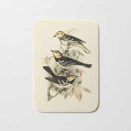 Vintage Birds Golden-cheeked Warbler Illustration  Bath Mat