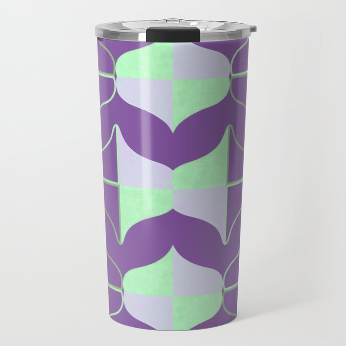 WHALE SONG Midcentury Modern Organic Shapes Green Purple Mint Lavender Travel Mug