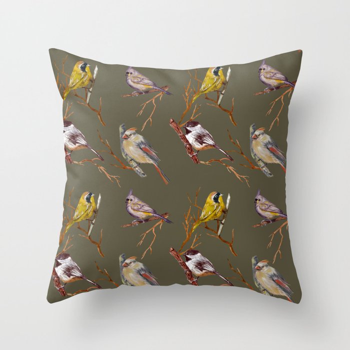 Birds on a limb Throw Pillow