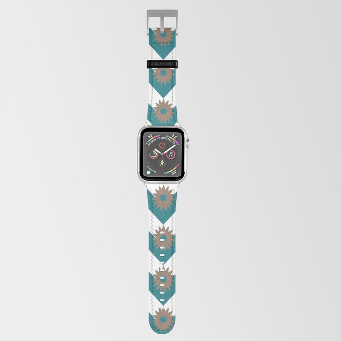 Modern Blue And Mocha Brown Zigzag Chevron Pattern Apple Watch Band