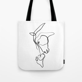 Horse and Dog One Line Contour Drawing Tote Bag