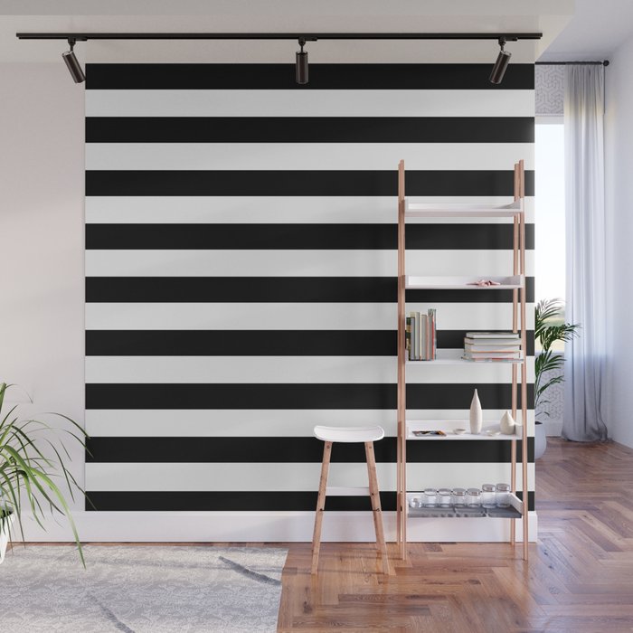 Midnight Black and White Stripes Wall Mural by Simple Luxe by Nature