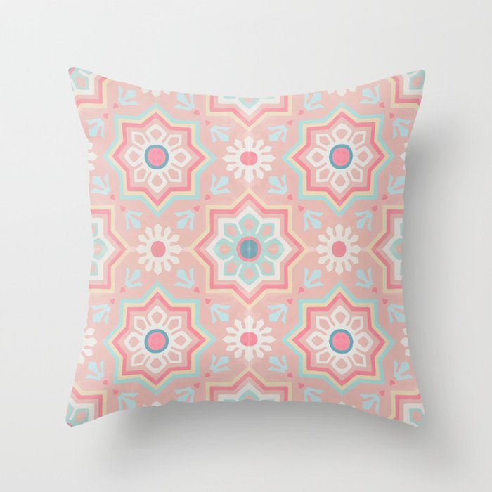 Heritage Oriental Traditional Handmade Moroccan Zellige Tiles Style Throw Pillow