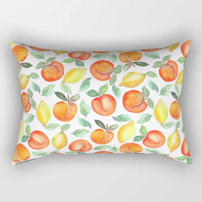 Watercolor Peaches & Lemons Rectangular Pillow