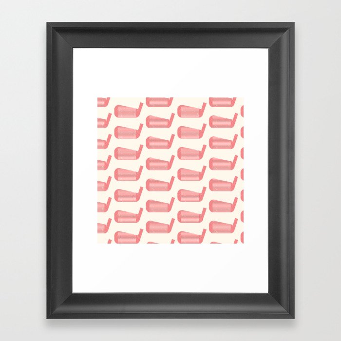 Golf Club Head Vintage Pattern (Beige/Pink) Framed Art Print
