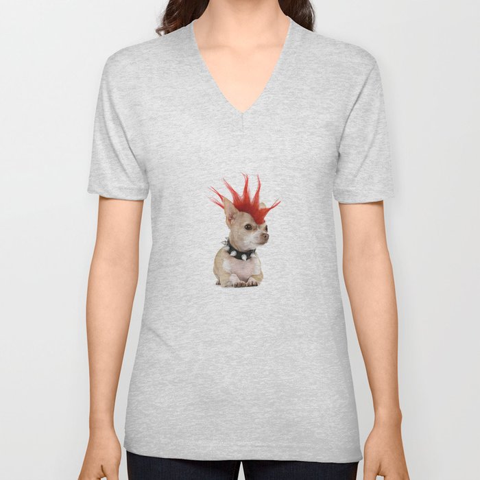 Punk Chihuahua V Neck T Shirt