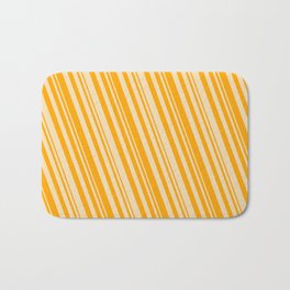 [ Thumbnail: Orange & Tan Colored Pattern of Stripes Bath Mat ]