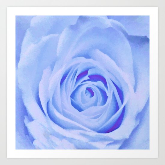 Blue Watercolor Rose Art Print