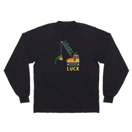Excavator Load Luck Shamrock Saint Patrick's Day Long Sleeve T-shirt