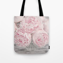 Spring Peace - Pastel Pink and Gray Peony Flower Photo Tote Bag