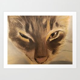 Sleepy Cat Art Print | Handmade, Cat, Art, Original, Painting, Animal, Pastel, Artwork 