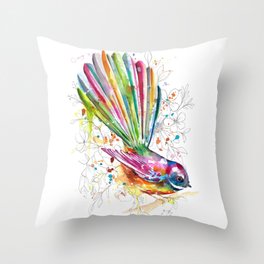 Sketchy Fantail Throw Pillow