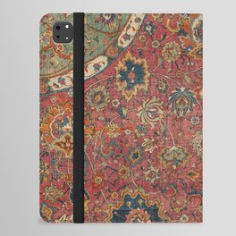 Persian Medallion Rug IV // 16th Century Distressed Red Green Blue Flowery Colorful Ornate Pattern iPad Folio Case