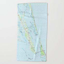 Northern Outer Banks North Carolina Map (1985) Beach Towel